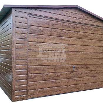 Ogłoszenie - Garaż blaszany 4x6m - Brama uchylna - drzwi - okno - ciemny orzech - drewnopodobny - dach dwuspadowy GP446 - Zachodniopomorskie - 8 200,00 zł