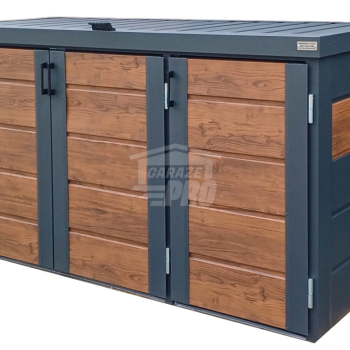 Ogłoszenie - Zabudowa koszy na śmieci wiata śmietnikowa obudowa kubłów 177x65x110 cm 3x120L antracyt + jasny orzech GP510 - Wielkopolskie - 3 300,00 zł
