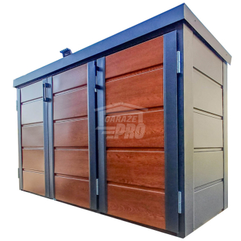 Ogłoszenie - Zabudowa koszy na śmieci wiata śmietnikowa obudowa kubłów 207x80x120 cm 3x240L Antracyt - Jasny Orzech GP511 - Wielkopolskie - 3 450,00 zł
