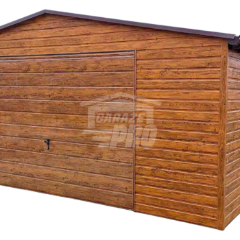 Ogłoszenie - Garaż blaszany 6x6m - Brama uchylna - drzwi - 2x okno - jasny orzech - drewnopodobny - rynny - dach dwuspadowy GP447 - Wielkopolskie - 14 750,00 zł