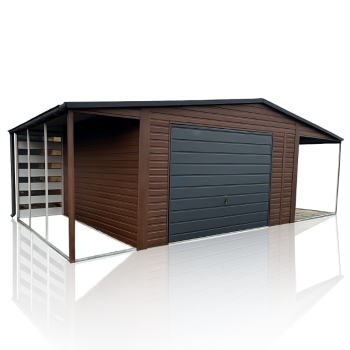Ogłoszenie - Garaż Blaszany drewnopodobny z wnęką 5.5x5m + 1.5x5m wiata Panelowa - 13 100,00 zł