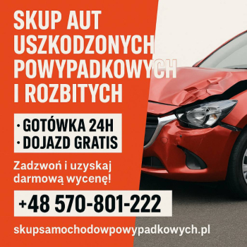 Ogłoszenie - Skup aut uszkodzonych Odbiór auta - GRATIS!, auto bez OC skup