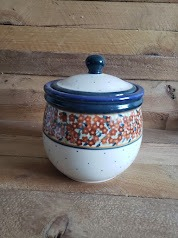 Ogłoszenie - Ceramiczny pojemnik z pokrywką – dekor DU-52 | Bolesławiec 1,2L - 185,00 zł
