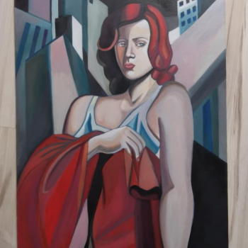 Ogłoszenie - Sprzedam obraz malowany ręcznie - Tamara Łempicka - interpretacja - 240,00 zł