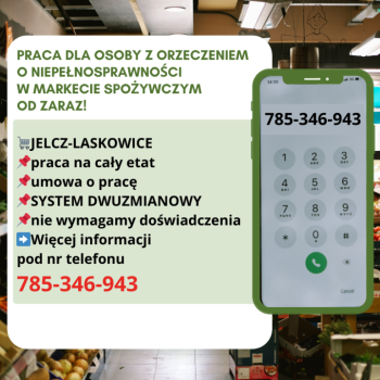 Ogłoszenie - Praca w markecie dla osoby z orzeczeniem, Dino Polska S.A., Jelcz-Laskowice