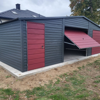 Ogłoszenie - Garaż Blaszany 9x5 Dwuspadowy dwustanowiskowy Grafit MAT + Wiśnia Montaż Gratis - 14 750,00 zł