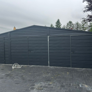 Ogłoszenie - Garaż Blaszany 8x5 Dwustanowiskowy Grafit MAT Premium • Dwuspadowy Dach + 2 Bramy • Montaż Gratis - 11 800,00 zł