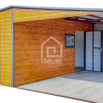 Ogłoszenie - Garaż Blaszany 4x6m + Wiata 4x6m - Panele Verona -  Brama Uchylna - Okno - Drzwi Drewnopodobny - dach Dwuspadowy  PLG142 - 15 950,00 zł