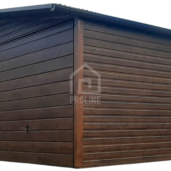Ogłoszenie - Garaż blaszany 7x6m - 2x Brama - ciemny orzech - drewnopodobny - Dach dwuspadowy - rynny PLG169