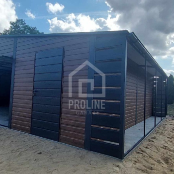 Ogłoszenie - Garaż blaszany 10x6m + wiata 1m 2x Brama 2x okno drzwi drewnopodobny rynny - dach dwuspadowy PLG145 - 22 950,00 zł