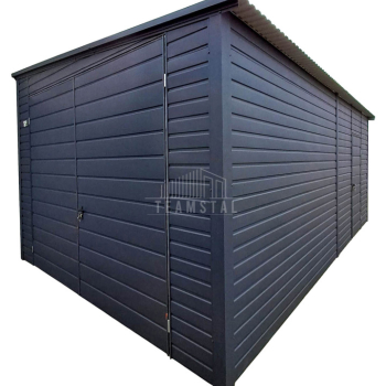 Ogłoszenie - Garaż blaszany 3x7m - Brama dwuskrzydłowa - drzwi - antracyt - dach spad w bok TS1049 - 7 250,00 zł
