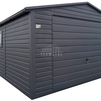 Ogłoszenie - Garaż blaszany 4x7m - brama uchylna - okno - antracyt - rynny - dach dwuspadowy TS1067 - Płock - 10 390,00 zł