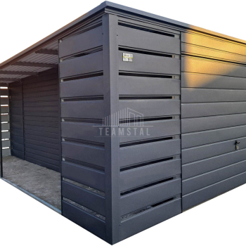 Ogłoszenie - Garaż blaszany 3x6m + wiata 1m - Brama uchylna - drzwi - antracyt - dach spad w tył TS1048 - 9 150,00 zł