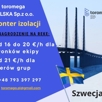 Ogłoszenie - Monter izolacji – praca za granicą! - 85,00 zł