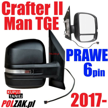 Ogłoszenie - Lusterko PRAWE Man TGE Volkswagen Crafter 2017- VW Grand California TORSUS Terrastorm 2017-2025 Elektryczne Krótkie 6pin