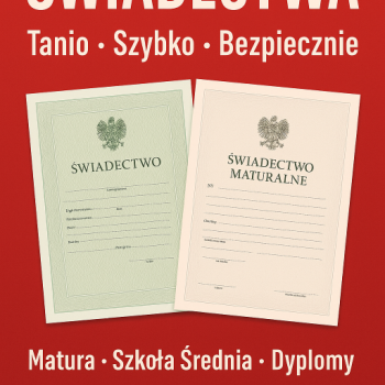 Ogłoszenie - Tu kupisz świadectwo średnie z wpisem , maturę z wpisem,kupię maturę z wpisem , kupię świadectwo z wpisem