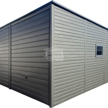 Ogłoszenie - Garaż blaszany 6x6m - 2x brama uchylna - drzwi - okno - antracyt - dach spad w tył  GP594