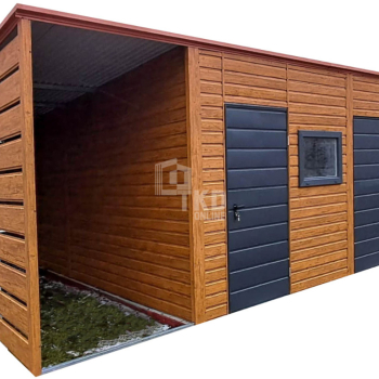Ogłoszenie - Garaż blaszany 6x6m + Wiata 1,5m Brama uchylna drzwi okno drewnopodobny dach TKD250 - Gliwice - 17 500,00 zł