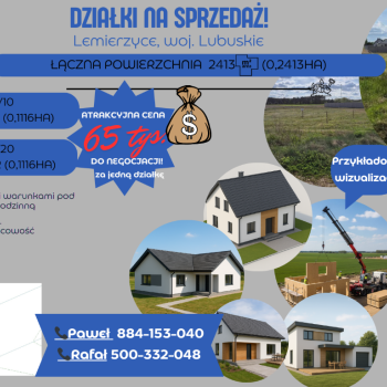 Ogłoszenie - 🏡 Na sprzedaż: dwie działki w Lemierzycach!