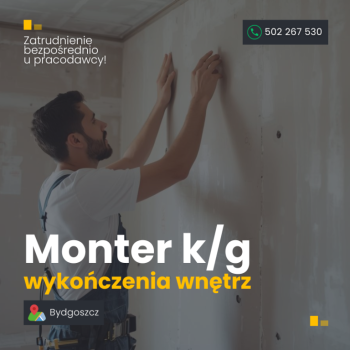 Ogłoszenie - praca Szczecin, wykończenia wnętrz