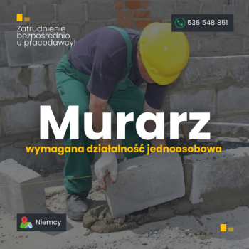Ogłoszenie - Murarz -własna działalność - Niemcy