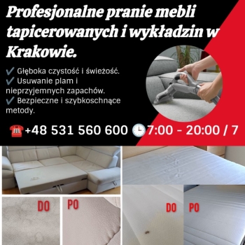 Ogłoszenie - Profesjonalne pranie mebli tapicerowanych i wykładzin w Krakowie.