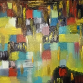 Ogłoszenie - Kompozycja 70x100cm, farby olejne, nowoczesne abstrakcyjne malarstwo