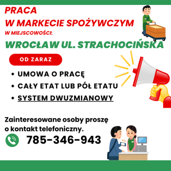 Ogłoszenie - Praca w markecie, Dino Polska S.A., Wrocław ul. Strachocińska