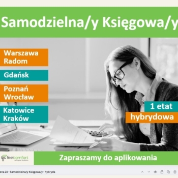 Ogłoszenie - Samodzielna/y Księgowa/y - praca hybrydowa
