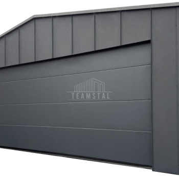 Ogłoszenie - Garaż blaszany Premium 6x5,8 - Brama segmentowa - drzwi - 2x okno - rynny - antracyt - Blacha na Rąbek - dach TS1095