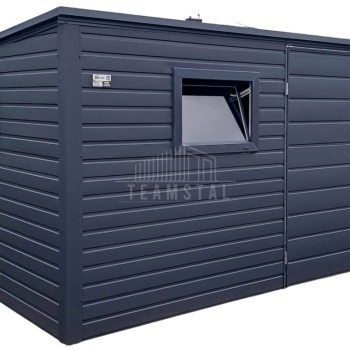 Ogłoszenie - Schowek - domek ogrodowy 4x2m - brama dwuskrzydłowa - 2x okno - antracyt - dach spad w tył TS1103