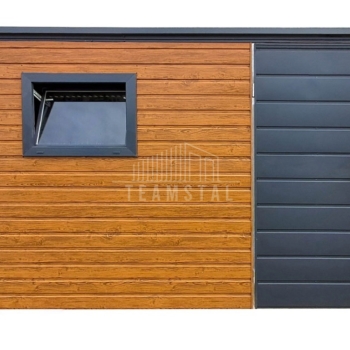 Ogłoszenie - Schowek - domek ogrodowy 4x2m - dzwi - okno - jasny orzech - drewnopodobny - dach spad w tył TS1104