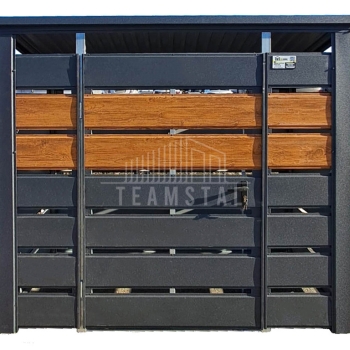 Ogłoszenie - Wiata śmietnikowa 1,5x0,7m Antracyt + jasny orzech - spad w tył TS1106