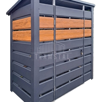 Ogłoszenie - Wiata śmietnikowa 1,6x0,8m Antracyt + jasny orzech Schowek ogrodowy TS1107