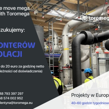 Ogłoszenie - Monter izolacji – praca za granicą! - 85,00 zł