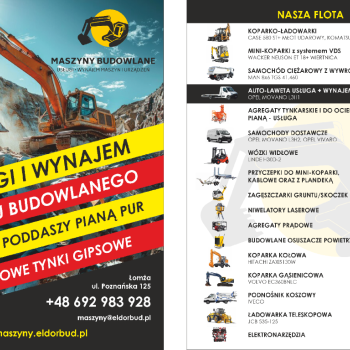Ogłoszenie - USŁUGI I WYNAJEM SPRZĘTU BUDOWLANEGO,  ELDOR-BUD Sp. z o.o. Łomża