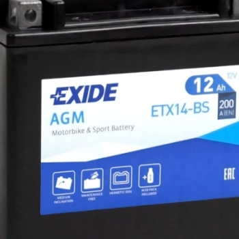 Ogłoszenie - Akumulator MOTO 12Ah 200A EXIDE ETX14-BS L+