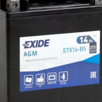 Ogłoszenie - Akumulator MOTO 14Ah 215A EXIDE ETX16-BS L+