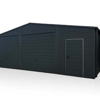 Ogłoszenie - Garaż blaszany dwustanowiskowy 8x6 Dach dwuspadowy, Bramy uchylne, Grafit