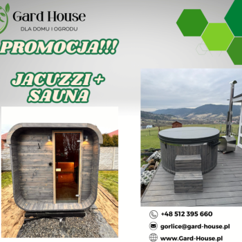 Ogłoszenie - SAUNA OGRODOWA 200cm piec elektryczny + Balia Ogrodowa JACUZZI