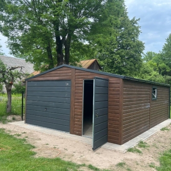 Ogłoszenie - Garaż Blaszany dwuspadowy 5×7 Ciemny Orzech PREMIUM