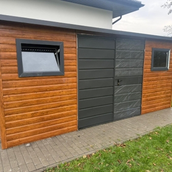 Ogłoszenie - Domek Schowek Ogrodowy 5×4 złoty dąb + ciemny grafit mat PREMIUM