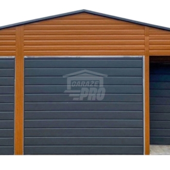 Ogłoszenie - Garaż blaszany 5x9m - wnęka - 2x brama - drzwi - okno - jasny orzech - drewnopodobny - rynny - dach dwuspadowy  GP650