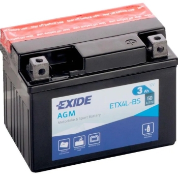 Ogłoszenie - Akumulator motocyklowy EXIDE ETX4L-BS YTX4L-BS 12V 3Ah 50A P+