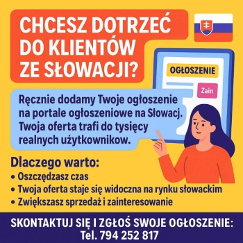 Ogłoszenie - dodawanie ogłoszeń Słowacja