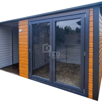 Ogłoszenie - Schowek - Domek Ogrodowy 2,5x2,5m - wiata 1,5m - drzwi PCV - Jasny Orzech - Drewnopodobny - dach Spad w tył TKD387