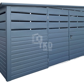 Ogłoszenie - Wiata śmietnikowa - Schowek 4,5x2m - brama dwuskrzydłowa - Antracyt - dach spad w bok TKD393