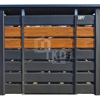 Ogłoszenie - Wiata śmietnikowa 1,5x0,7m Antracyt + jasny orzech - spad w tył TKD394