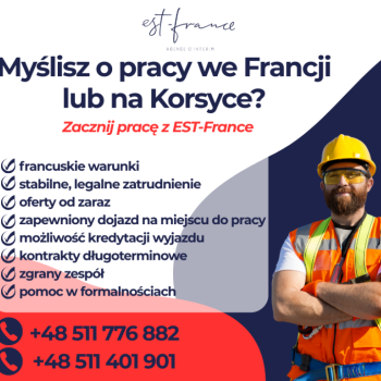 Ogłoszenie - PRACA WE FRANCJI? DOŁĄCZ DO EST-FRANCE!