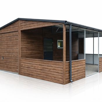 Ogłoszenie - Garaż Blaszany Blaszak z wiatą oblachowaną 6×5 Ciemny Orzech, Drzwi, Okno